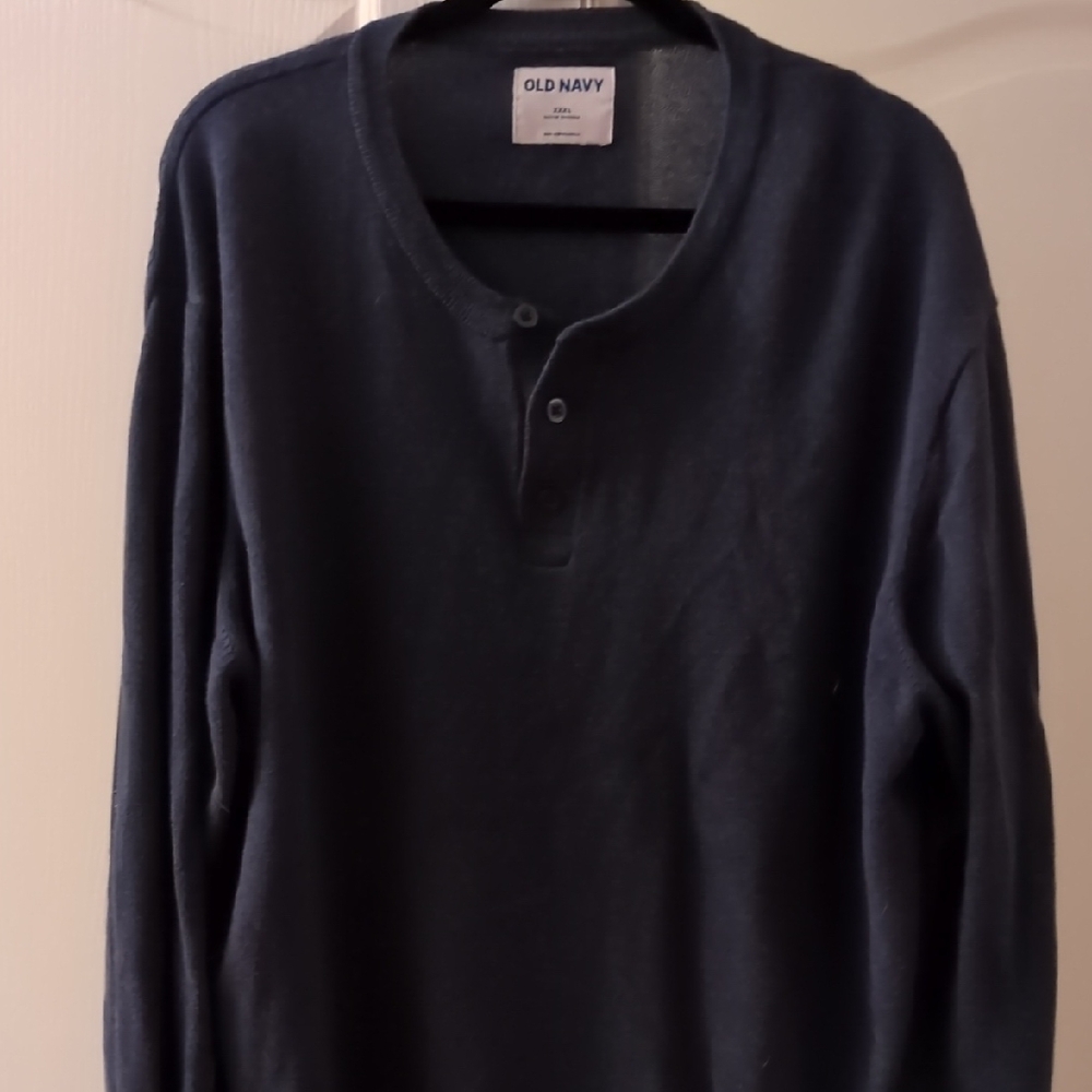 Old Navy Navy-Heather Henley Top